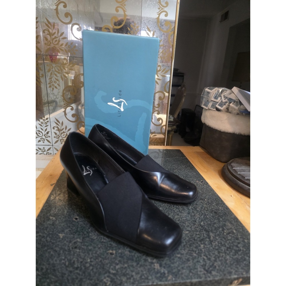 LIFE STRIDE Womens Black Stretch Fabric Block Heel 2 Inch Dress Shoes 8 N